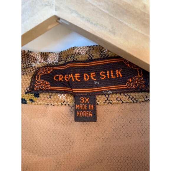 Rare VTG 80s Creme De Silk 3X Abstract Animal Print Silk Tropical Shirt RL10440 - Picture 2 of 8